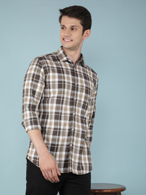 CRIMSOUNE CLUB Men Checkered Casual Brown Shirt