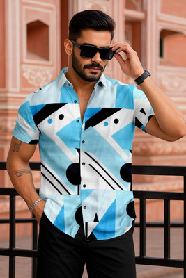 PRAMUKH ENTERPRIASE Men Printed Casual Blue Shirt