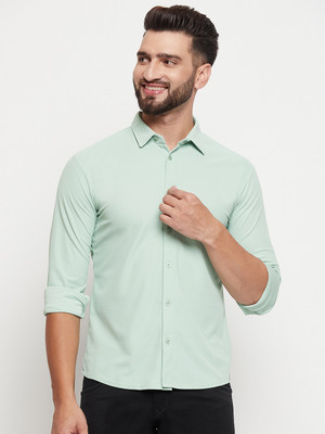 RENUOVO Men Solid Casual Light Green Shirt