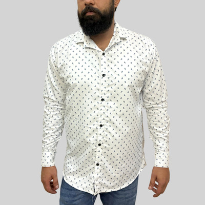 AGFashionStyle Men Printed Casual White Shirt