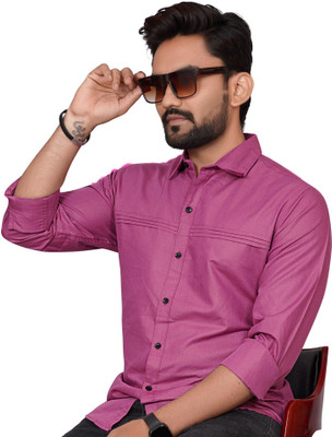 GLOBAL NOMAD Men Solid Casual Pink Shirt