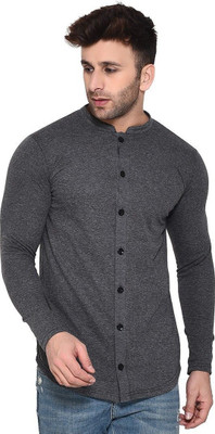 GEUM Men Solid Casual Grey Shirt