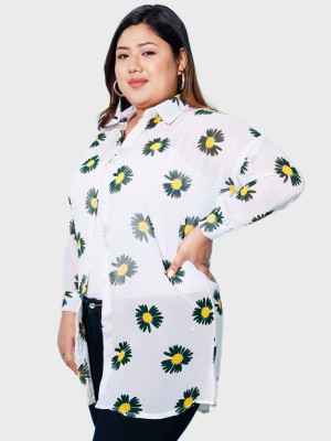 DIMPY GARMENTS Women Printed Casual White, Yellow, Dark Green Shirt