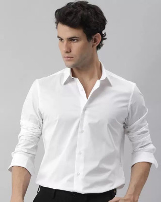 VC Fashion Men Self Design Casual White Shirt