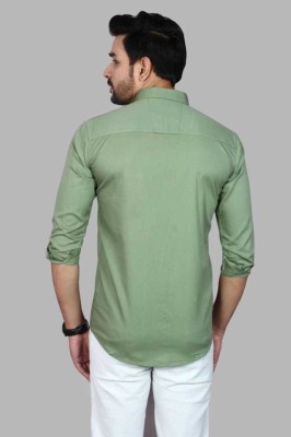 Liza Martin Men Solid Casual Light Green Shirt