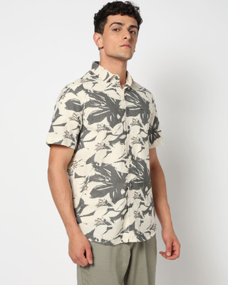 Blue Buddha Men Printed Casual Grey Shirt