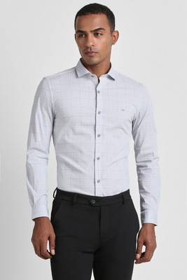 PETER ENGLAND Men Checkered Casual Grey Shirt