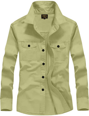 GOTIETNTERPRISE Men Solid Casual Light Green Shirt
