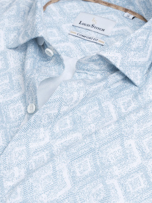 LOUIS STITCH Men Printed Casual Light Blue, White Shirt