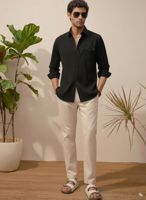 Dhakre fashion Men Solid Casual Black Shirt