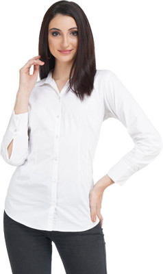 YELLOW PINE Women Solid Casual White Shirt