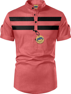 GAZZY CREATION Men Striped Casual Red Shirt