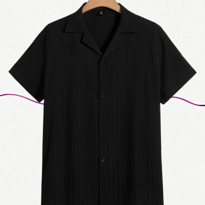 A Dearise Trend Men Self Design Casual Black Shirt