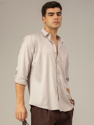 DENNISON Men Solid Formal Beige Shirt
