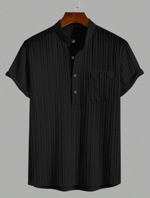 Shree Enterprise Men Self Design Casual Black Shirt