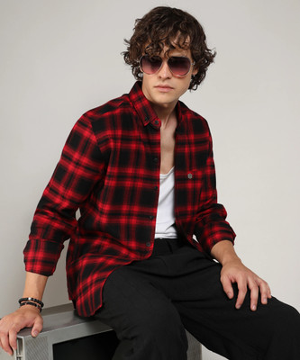 CAMPUS SUTRA Men Checkered Casual Red Shirt