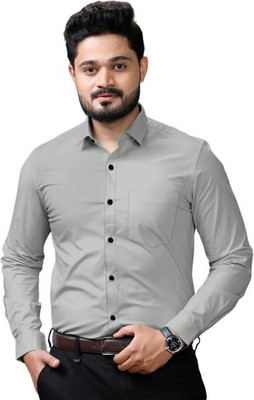 PPWORLD Men Solid Casual Grey Shirt