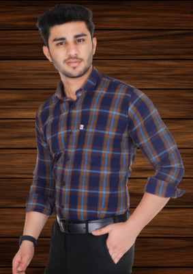 Arthz Fashion Men Checkered Formal Beige, Purple, Light Blue Shirt