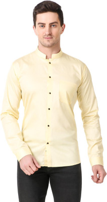 DESIGN UP Men Solid Casual Yellow Shirt