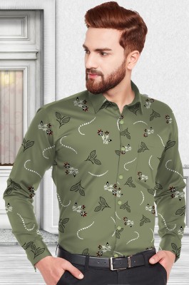 Kedar Fab Men Printed Casual Dark Green Shirt