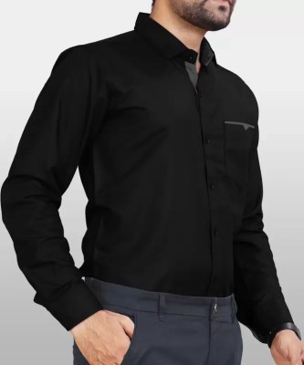 CB-COLEBROOK Men Solid Casual Black Shirt