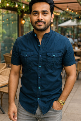 SHIRTZONE Men Solid Casual Dark Blue Shirt