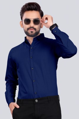 S.K. CASUAL Men Solid Casual Dark Blue Shirt