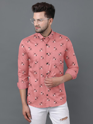 SHUBHFLAX Men Printed Casual Pink Shirt