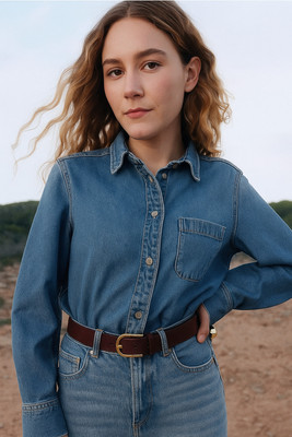 Lounge Dreams Women Solid Casual Blue Shirt