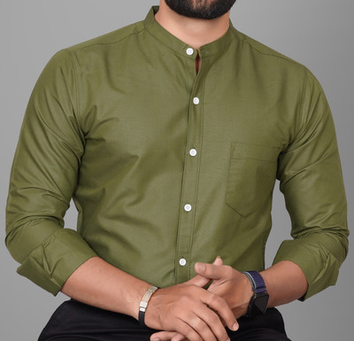 Voroxy Men Solid Formal Light Green Shirt
