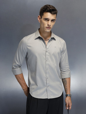 WROGN Men Solid Casual Grey Shirt