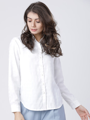 Tokyo Talkies Women Solid Party White Shirt