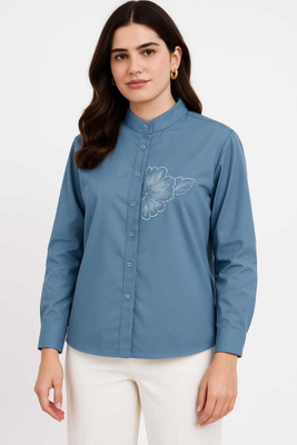 Jileba International Women Embroidered Formal Yellow Shirt