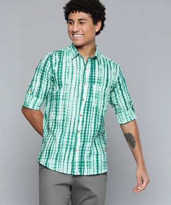 DENNISON Men Dyed/Ombre Casual Green Shirt