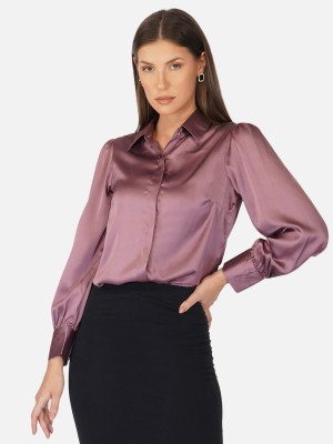 PURYS Women Solid Casual Purple Shirt