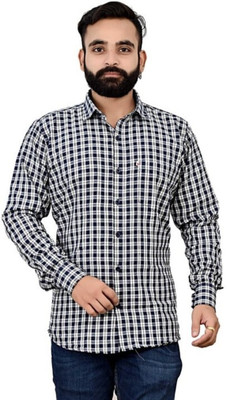 Arthz Fashion Trend Men Checkered Casual Black, White Shirt
