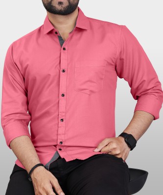 Selinta Men Solid Casual Pink Shirt