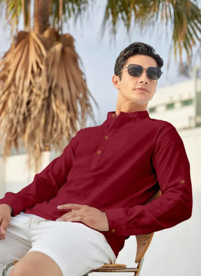 Radiance Creation Men Self Design Casual Dark Green Shirt