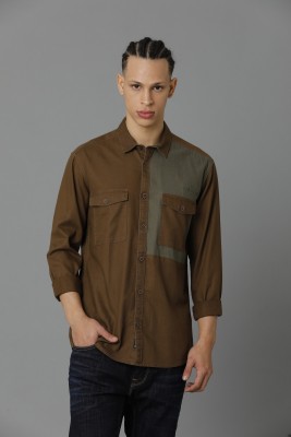 VOI JEANS Men Color Block Casual Brown Shirt