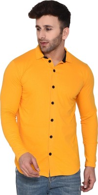 tfurnish Men Self Design Casual Yellow Shirt