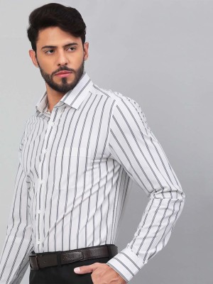 LOUIS STITCH Men Striped Formal Black, White Shirt