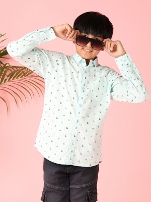 V-MART Boys Printed Casual White Shirt