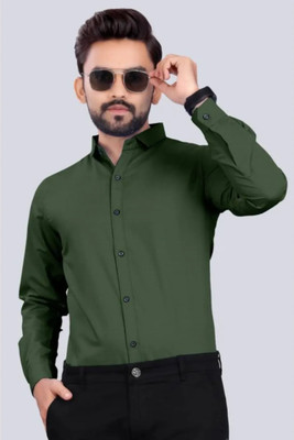 Restore Fashion Men Solid Casual Green Shirt