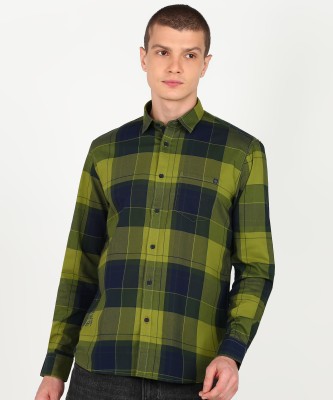 KILLER Men Checkered Casual Dark Blue, Green Shirt