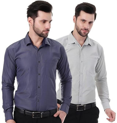 XJARVIS Men Solid Formal Multicolor Shirt(Pack of 2)