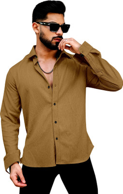 IKON FASHION Men Solid Casual Gold Shirt