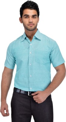 DESHBANDHU KHADI Men Solid Formal Blue Shirt