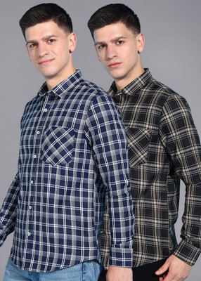 Moda Rapido Men Checkered Casual Multicolor Shirt(Pack of 2)