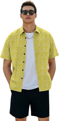 ISUEL FAB Men Printed Casual Yellow Shirt