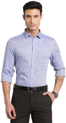 TURTLE Men Self Design Formal Blue Shirt